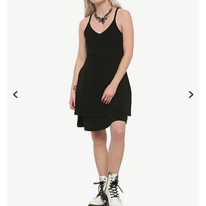 Almost Famous - Black Double Layer Skater Dress